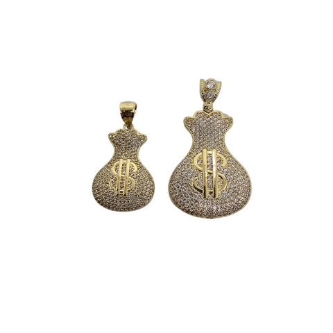 10K Pendentif Homme en or jaune Sac D'argent   CAL-54