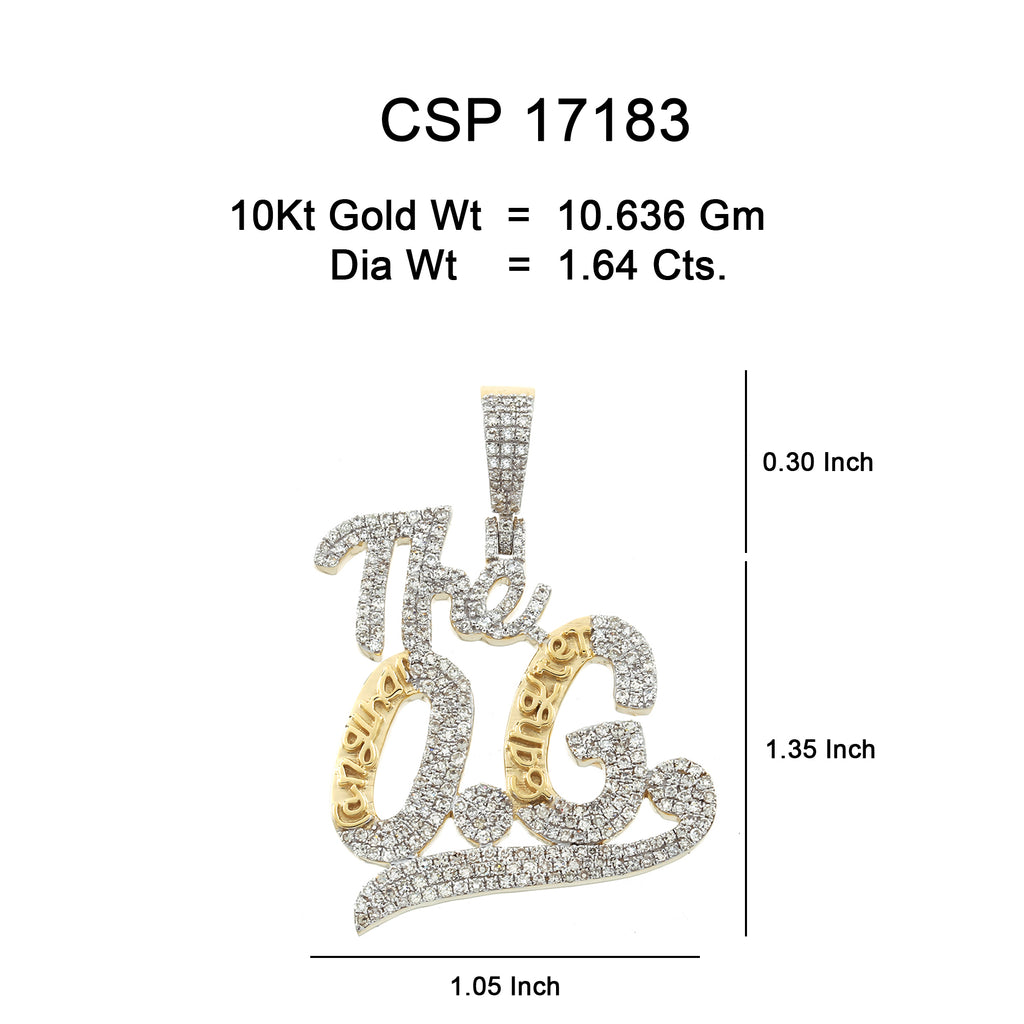 10K Or Jaune 1.64CT diamant Pendentif The OG CSP-17183