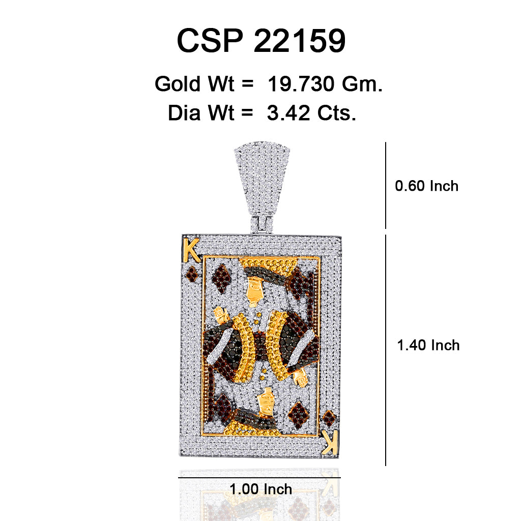 10K Or Jaune 3.42CT diamant Pendentif Carte de Roi CSP-22159