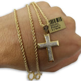 10K Or jaune 2.5MM Torsade Chaine & 0.30 CT Diamant Croix Pendentif DNG-006 - OR QUEBEC