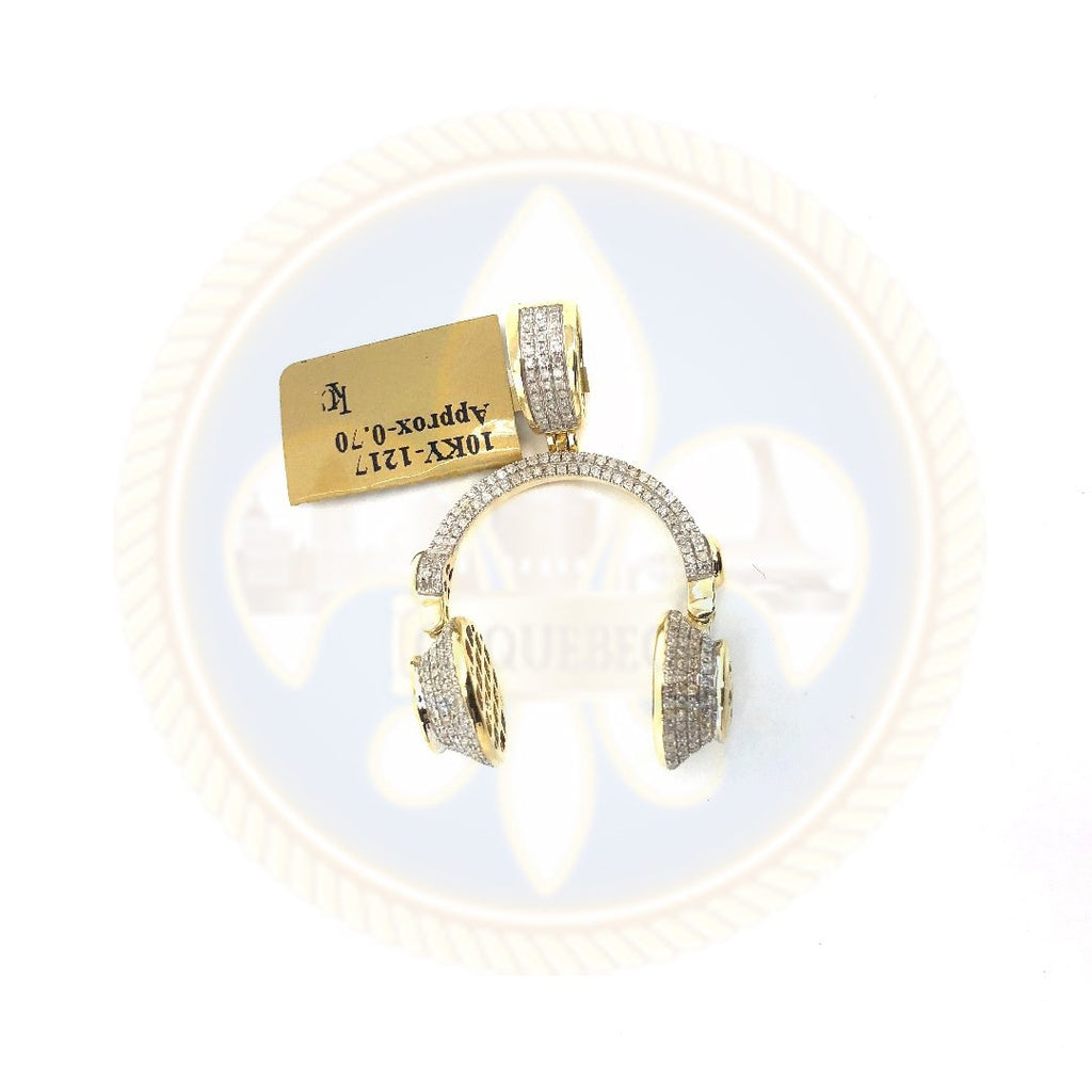 10K or jaune 24MM Head Diamant Pendentif PG-006