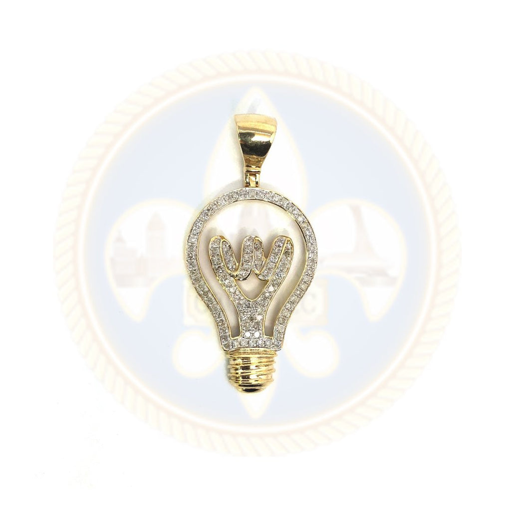 Pendentif Diamant 10K Jaune et Blanc 20MM Diamant Ampoule DPG-019