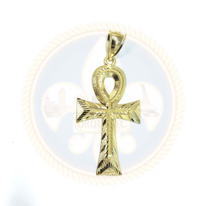 Croix Egyptienne Ankh en Or Jaune 10K avec Coupe Diamanté L GAP-015 - OR QUEBEC