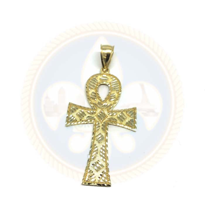 Pendentif Croix Ankh Diamond Cut en or jaune 10K GAP-016 - OR QUEBEC