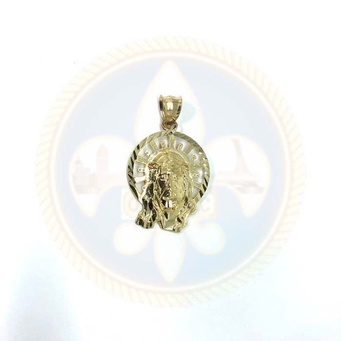10K Pendentif Homme en or jaune Jésus tête ronde M GJP-017 - OR QUEBEC