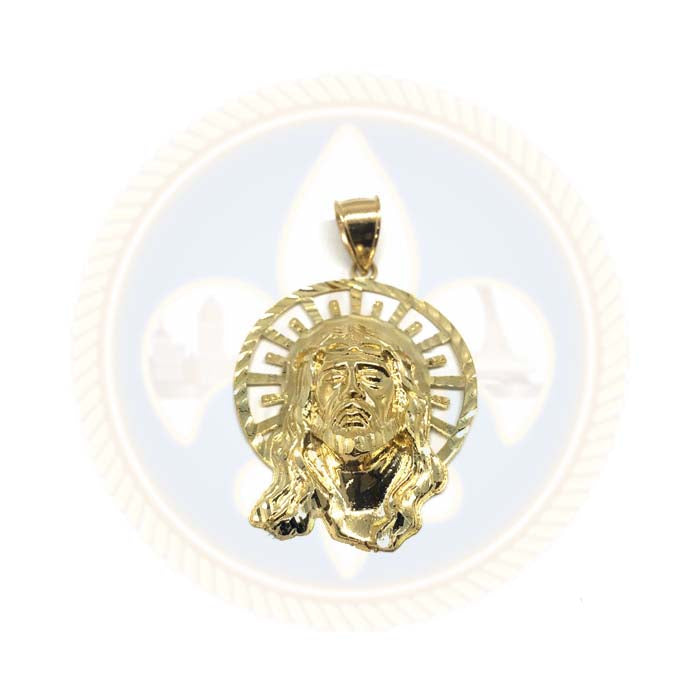 Pendentif Homme Or Jaune 10K Tête De Jesus Ronde XL GJP-026 - OR QUEBEC