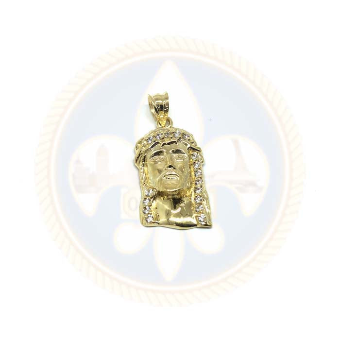 Pendentif Homme Or Jaune 10K Tête De Jesus CZ S GJP-032 - OR QUEBEC