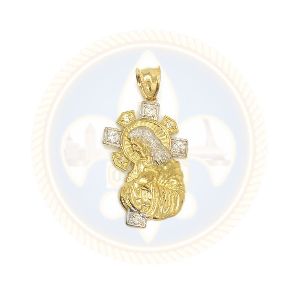 Pendentif 10k Or jaune et blanc Jésus GJP-011 - OR QUEBEC