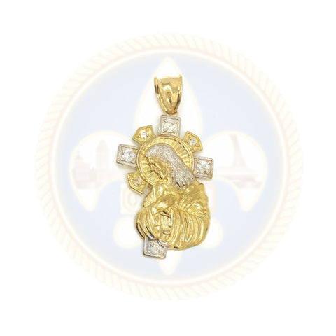 Pendentif 10k Or jaune et blanc Jésus GJP-011 - OR QUEBEC