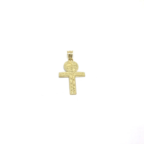 10K pendentif en or jaune a large croix égyptien GPA-055 - OR QUEBEC