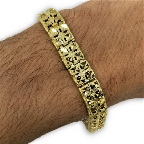 Bracelet spicky en or 10k coupe diamond cut 10mm MBG-086 - OR QUEBEC