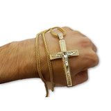 10K or jaune Torsade Chaine 3mm Croix Jesus Collier MNG-219 - OR QUEBEC