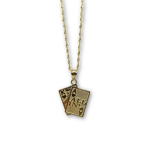 10K Or jaune Singapour Cards Collier Homme MNG-331 - OR QUEBEC