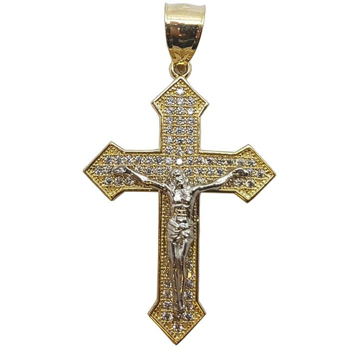 10K en or Jaune Pendentif Homme Jesus Croix MPG-288 - OR QUEBEC