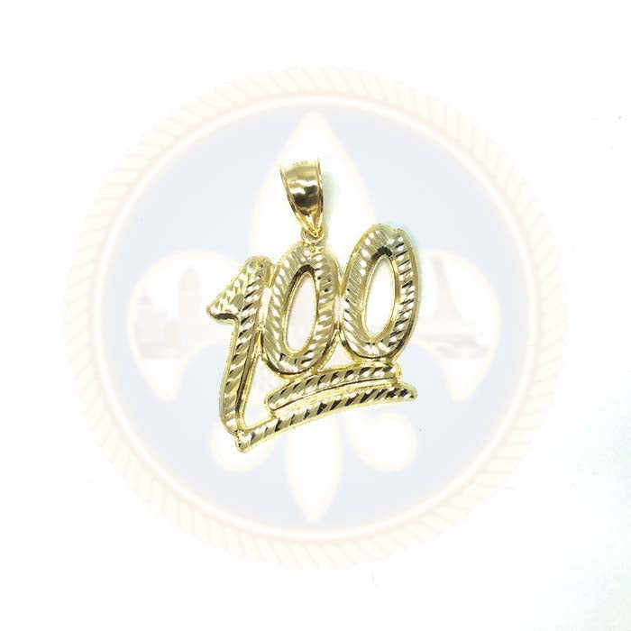10K Pendentif homme emoji 100 en or jaune diamond cut MPG-356 - OR QUEBEC