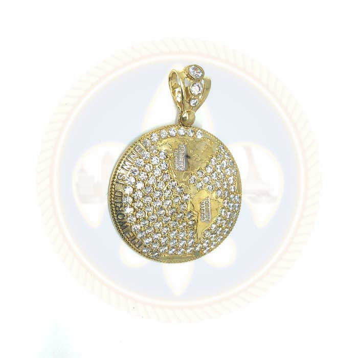 Pendentif Du Globe en Or Jaune 10K avec Zircons MPG-382 - OR QUEBEC