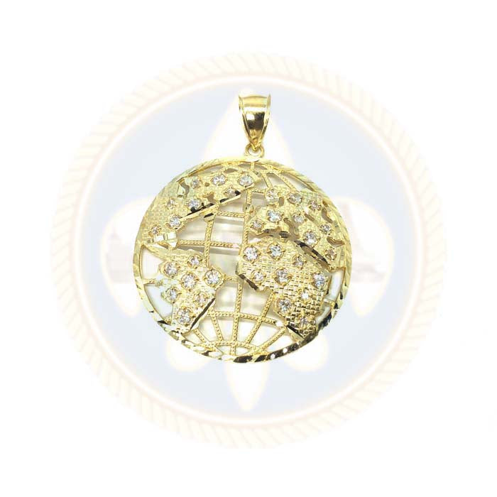 Pendentif Diamond Cut Globe avec Zircons en or 10K XL MPG-386 - OR QUEBEC