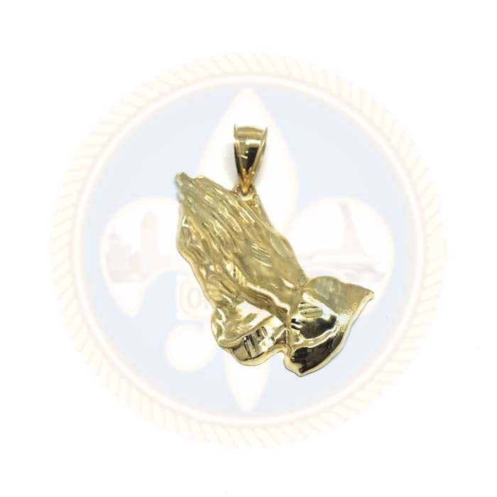 Pendentif Homme Mains de Prière 10K or jaune XXL MPG-404 - OR QUEBEC