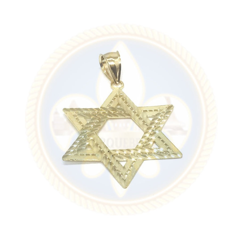 Pendentif Étoile de David en Or Jaune 10K finition Diamond Cut SOD_005 - OR QUEBEC