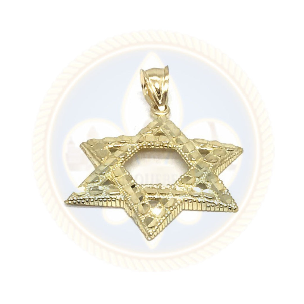 Pendentif Étoile de David en Or Jaune 10K style Nugget & Diamond Cut SOD_006 - OR QUEBEC