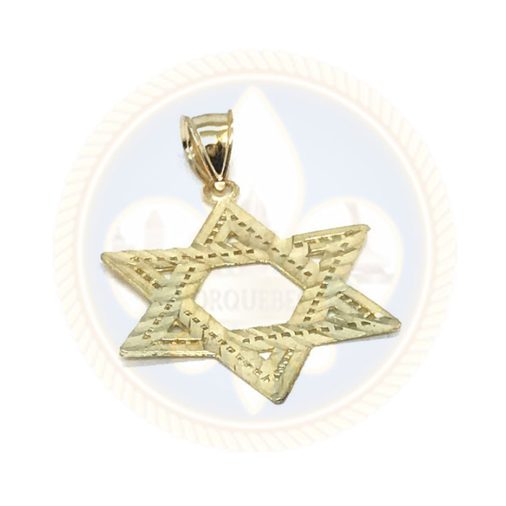Pendentif Étoile de David en Or Jaune 10K finition Coupe Diamanté SOD_007 - OR QUEBEC