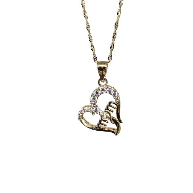 10K Or jaune colier Coeur Mom  CAL-79