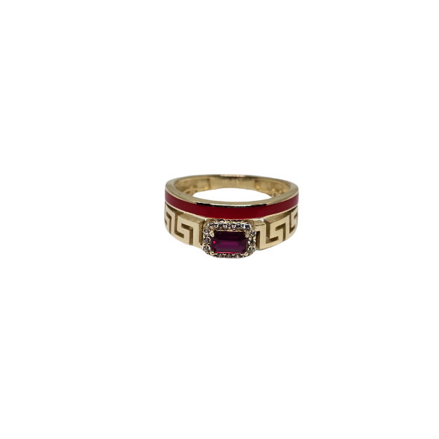 10k Or Meduse rouge Bague HRT_03