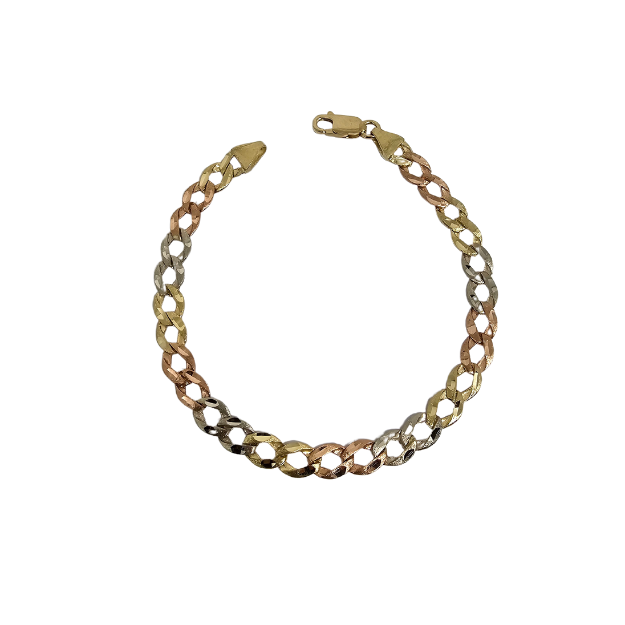 10k 6MM  Bracelet Courber 3 tons  MBS-1079