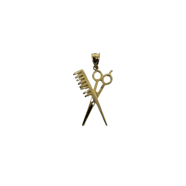 10K Pendentif Homme en or jaune Peigne & Ciseau ASK-1094