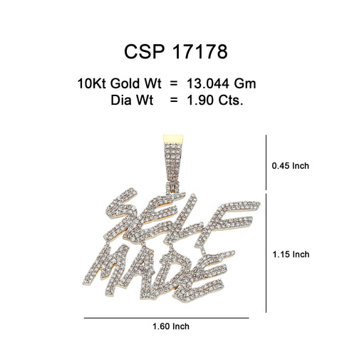 10K Or Jaune 1.90 CT diamant Pendentif Self Made CSP-17178
