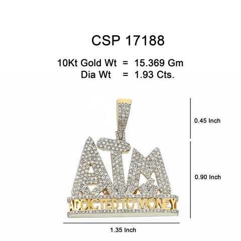10K Or Jaune 1.93CT diamant Pendentif ATM CSP-17188