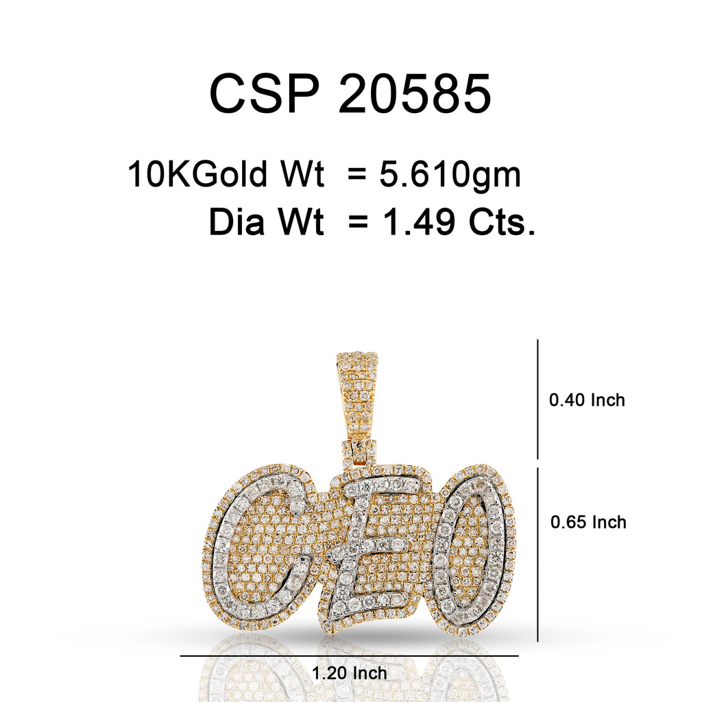 10K Or Jaune 1.49CT diamant Pendentif CEO CSP-20585