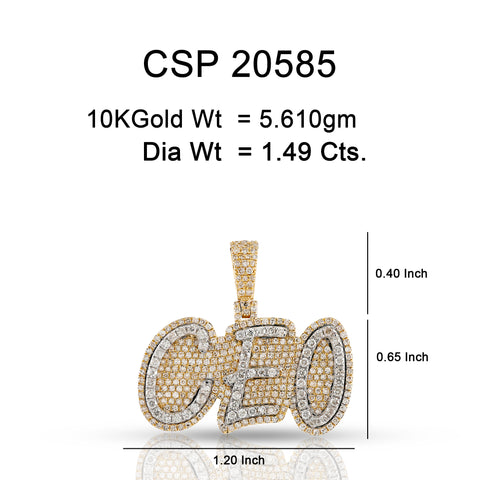 10K Or Jaune 1.49CT diamant Pendentif CEO CSP-20585