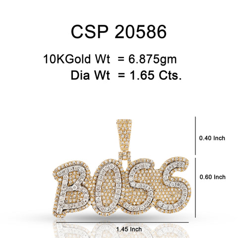 10K Or Jaune 1.65CT diamant Pendentif Boss CSP-20586