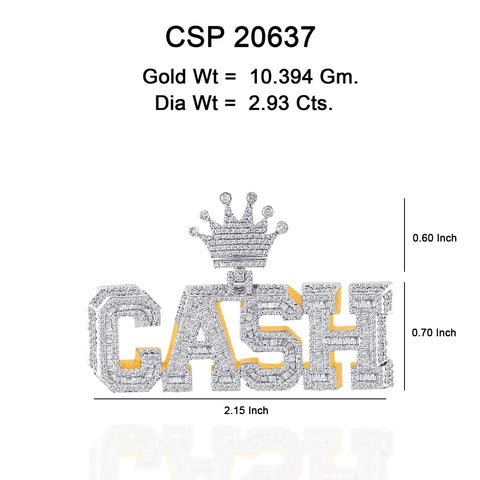 10K Or Jaune 2.93CT diamant Pendentif Cash CSP-20637