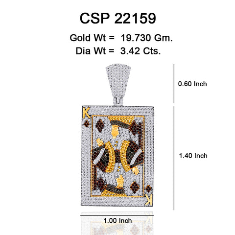 10K Or Jaune 3.42CT diamant Pendentif Carte de Roi CSP-22159