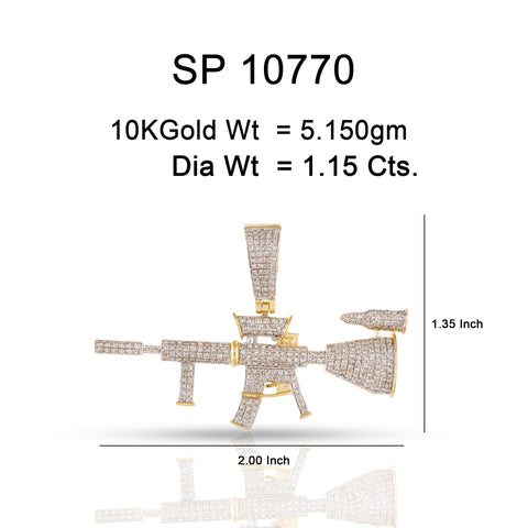 10K Or Jaune 1.15CT diamant Pendentif Pistolet SP-10770