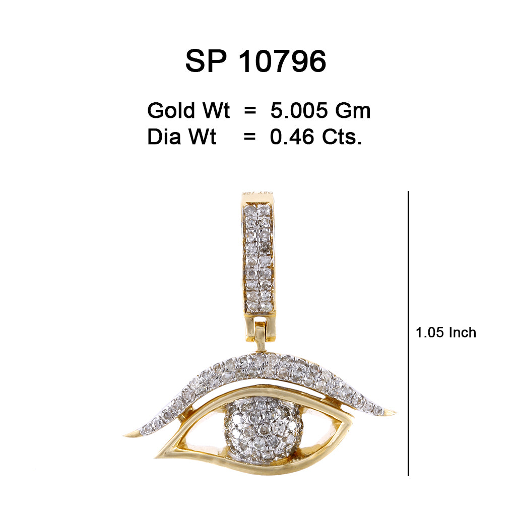 10K Or Jaune 0.46CT diamant Pendentif Oeil SP-10796