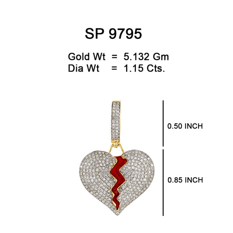 10K Or Jaune 1.15CT diamant Pendentif Coeur  SP-9795