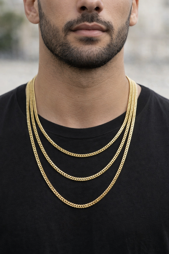 Chaine Miami Cuban Link en or 10k  4mm Maille Serrez Class Italien Special MGC-101