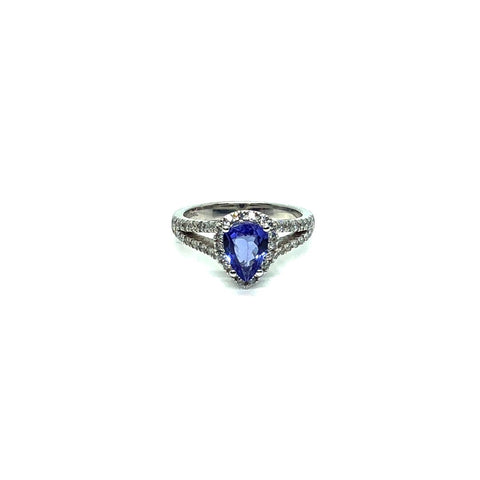 * Ariana * Bague Marriage Femme en or blanc 14K avec tanzanite 0.98CT Diamants 0.65CT - OR QUEBEC 