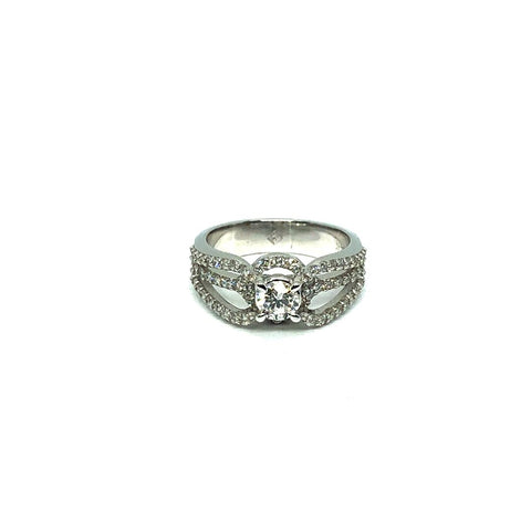 * Lily * Bague de fiancailles en or blanc 14K avec diamants SI 1.18CT - OR QUEBEC 