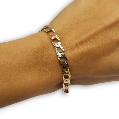 Bracelet gourmette 3 tons en or 10K Diamond Cut WBG-313