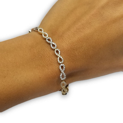 Bracelet infini 2 tons en or 10k avec zircon pour elle WBG-317 - OR QUEBEC 