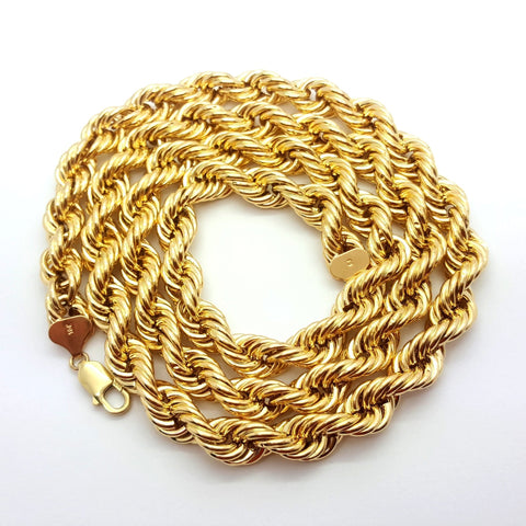 10K Solid Yellow Gold 10MM Rope Chain Necklace MGC-099