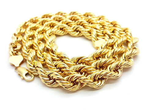 10K Solid Yellow Gold 10MM Rope Chain Necklace MGC-099