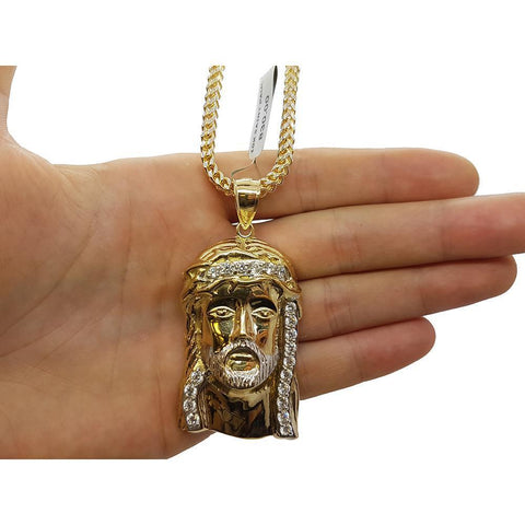 10K Franco Chain with Jesus Pendant in Gold 10K