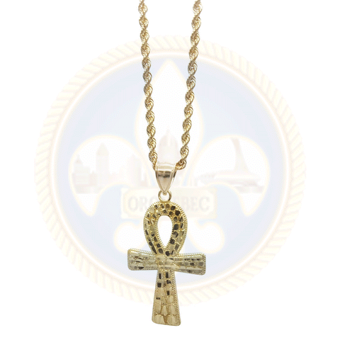 Torsade chain 2.5MM Avec Croix Ankh NSA-006 - OR QUEBEC 