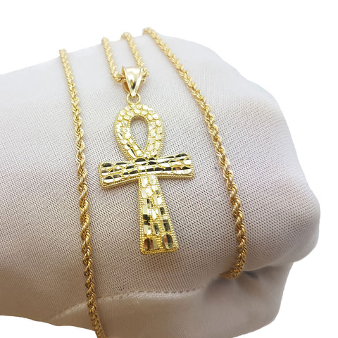 Torsade chain 2.5MM Avec Croix Ankh NSA-006 - OR QUEBEC 