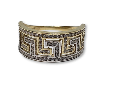 Bague grecque design 2 tons en or 10K WGR-273